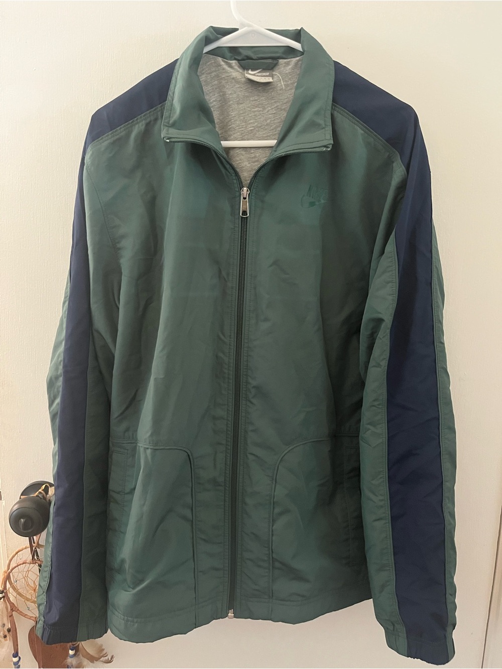 Nike Sportswear Colorblock Full Zip Track Jacket Green Navy Windbreaker Men's M